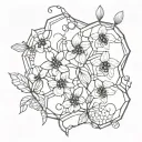 honeycomb and vine intertwined tattoo design idea