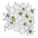 honeycomb and vine intertwined tattoo design idea