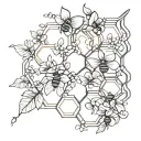 honeycomb and vine intertwined tattoo design idea