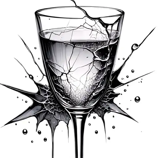 1. Broken Wine Gedahiform: A thin, long glass (like champagne cup), cracked in the middle of the middle. Broken lines *ice k tattoo design idea