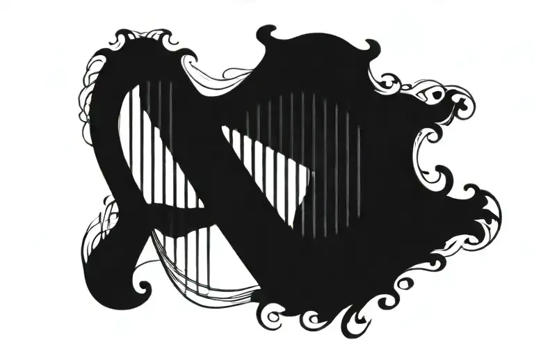 Celtic harp tattoo design idea