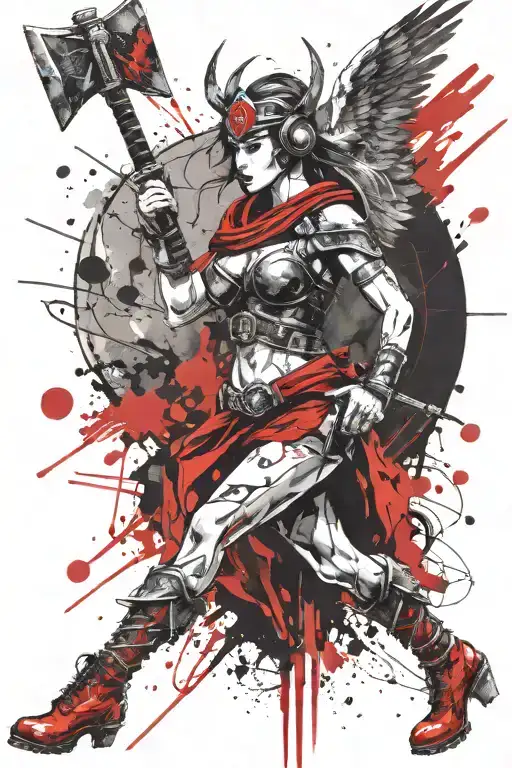 valkyrie with axe tattoo design idea
