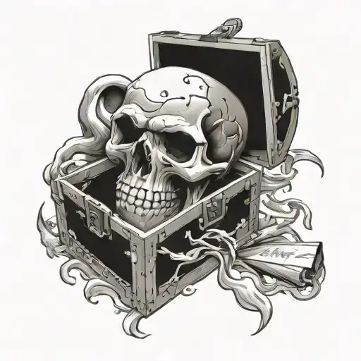 Treasure chest pirate the goonies skull never say die tattoo design idea