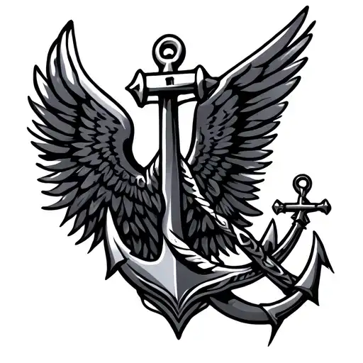 Archangel wings tribal with anchor intertwined tattoo design idea