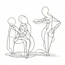 three abstract figures, one standing on the other's shoulders, stylized in a way that feels timeless and powerful. tattoo design idea