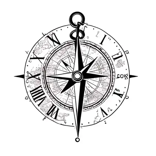 collage tattoo inspired anchor, one scary movie, compass, clock, Haiti map, cancer zodiac sign and scorpion zodiac sign tattoo design idea