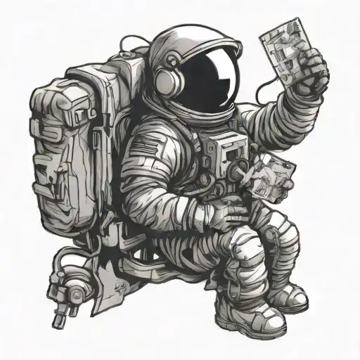 Astronaut holding a map tattoo design idea