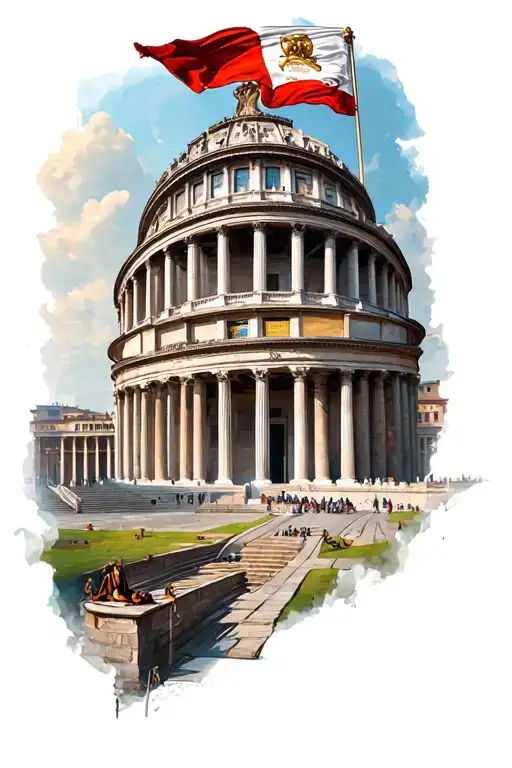 roman empire building tattoo design idea