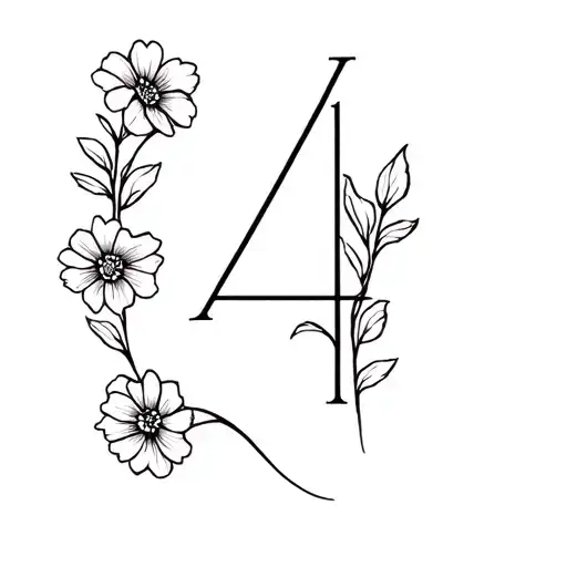 number 41 with flowers growing tattoo design idea