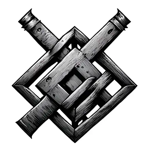 Create a minimalistic tattoo design based on a trapezoid shape representing a trap or siege. The trapezoid is the main b tattoo design idea