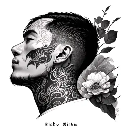 ricky in Japanese tattoo on neck tattoo tattoo design idea