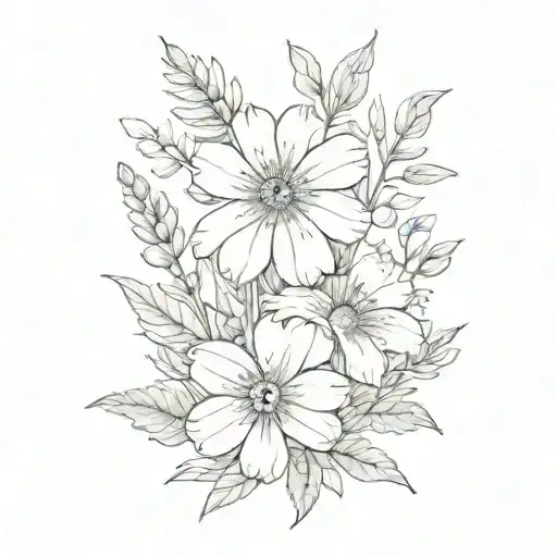 botanical wildflowers floral Australian native fine lines tattoo design idea