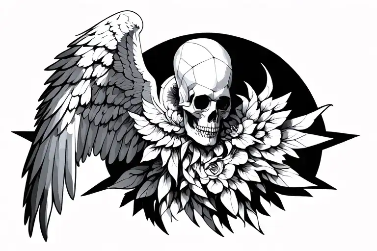 memento Mori arch angel tattoo design idea