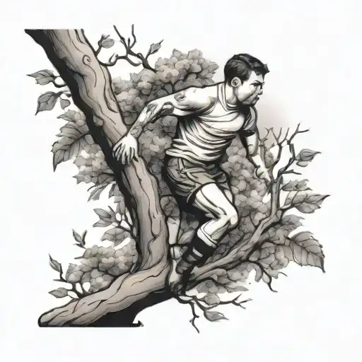 a tattoo in tribute to my father who died when I was 4 years old, he loved climbing trees and he played rugby tattoo design idea