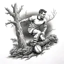 a tattoo in tribute to my father who died when I was 4 years old, he loved climbing trees and he played rugby tattoo design idea