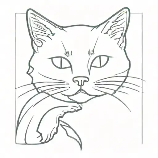 tricolor sad  cat tattoo design idea