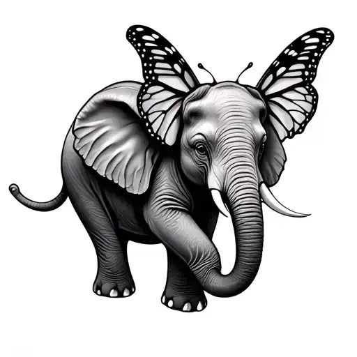 Elephant With Butterfly Ears tattoo design idea