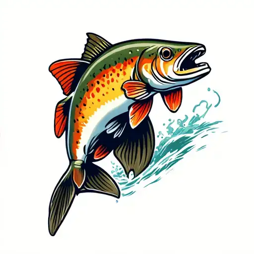 cutthroat trout jumping tattoo design idea