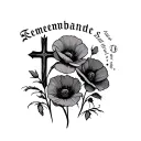 remembrance poppies cross with word Stan tattoo design idea