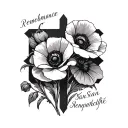 remembrance poppies cross with word Stan tattoo design idea