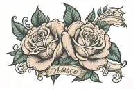 name written rose wrapped tattoo design idea