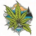 pot leaf Vermont mountain range tattoo design idea