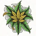 pot leaf Vermont mountain range tattoo design idea
