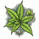 pot leaf Vermont mountain range tattoo design idea