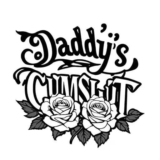 "Daddy’s CUMSLUT" roses growing tattoo design idea