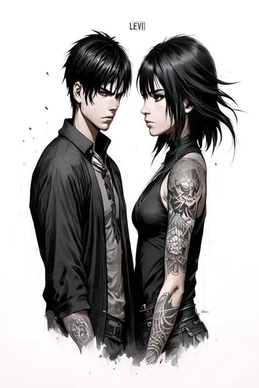 attack on titan, Levi Ackerman, mikasa Ackerman, eren Yeager and his titan tattoo design idea