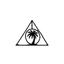 deathly hallow with palm tree tattoo design idea