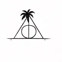 deathly hallow with palm tree tattoo design idea