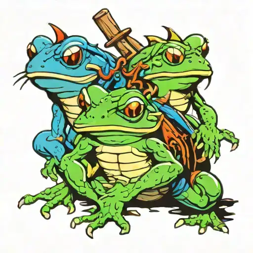 three ninja frogs tattoo design idea