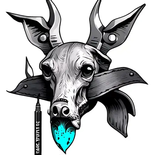 leather tool turquoise and quote tattoo design idea