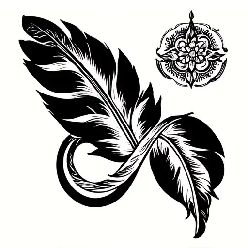 Indian feather with infinity symbol tattoo design idea