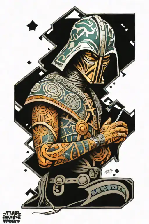 star wars, villain, tribal pattern tattoo design idea