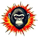 monkey bomb explosion tattoo design idea