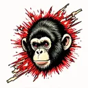 monkey bomb explosion tattoo design idea