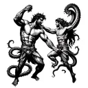 hercules and hydra fighting tattoo design idea