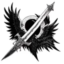 arcane sword with wings tattoo design idea