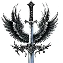 arcane sword with wings tattoo design idea