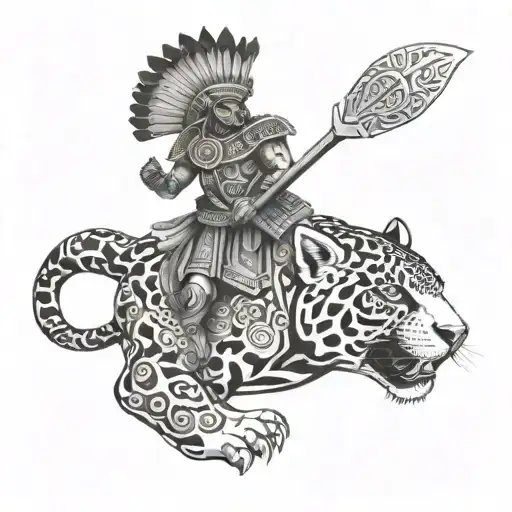 jaguar Aztec warrior tattoo design idea