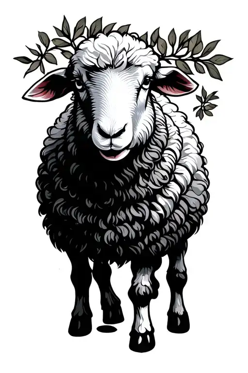 He Leaves The 99 for the 1 with sheep standing tattoo design idea