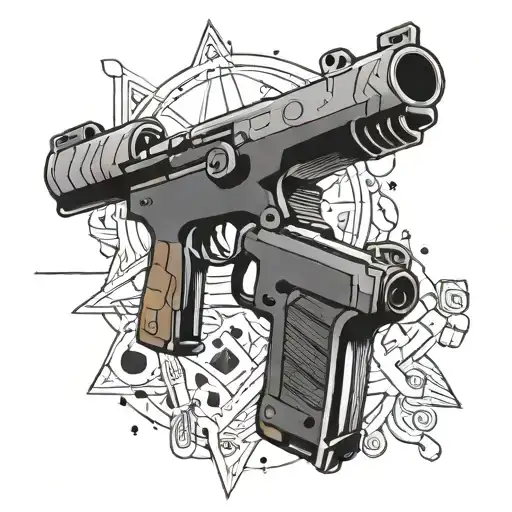 adventure time backpacking guns tattoo design idea