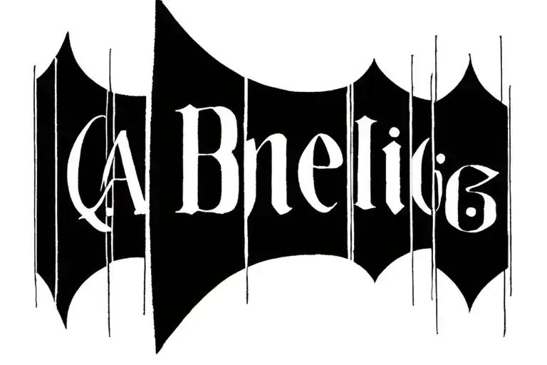 Two black Bands. The first band i want the names Amelia, Bri, Colbie, Evan, Pat, and Sav going vertical in a line so it  tattoo design idea