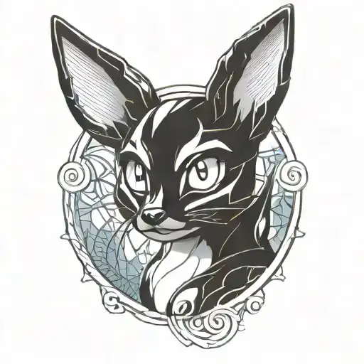 umbreon pokemon facade looking forward tattoo design idea