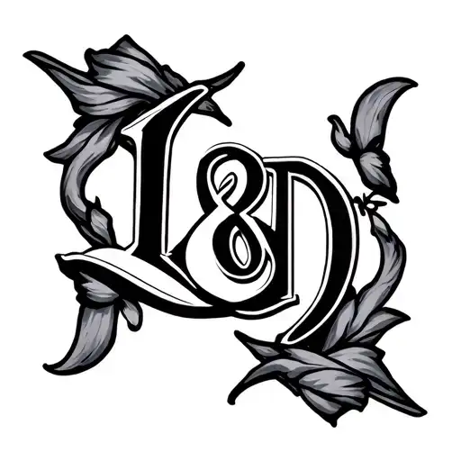 L and D intial cursive font style tattoo design idea
