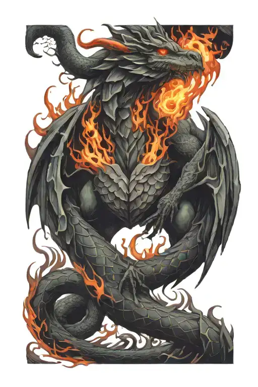 lilith dragon breathing fire tattoo design idea