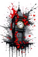 clock tower covered with ivy leaves tattoo design idea
