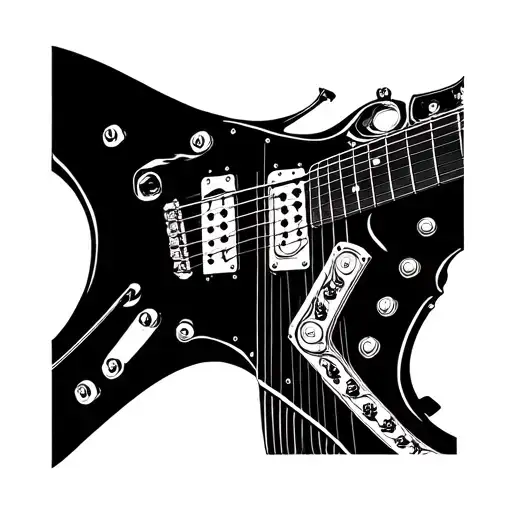 black vertical electric guitar tattoo design idea